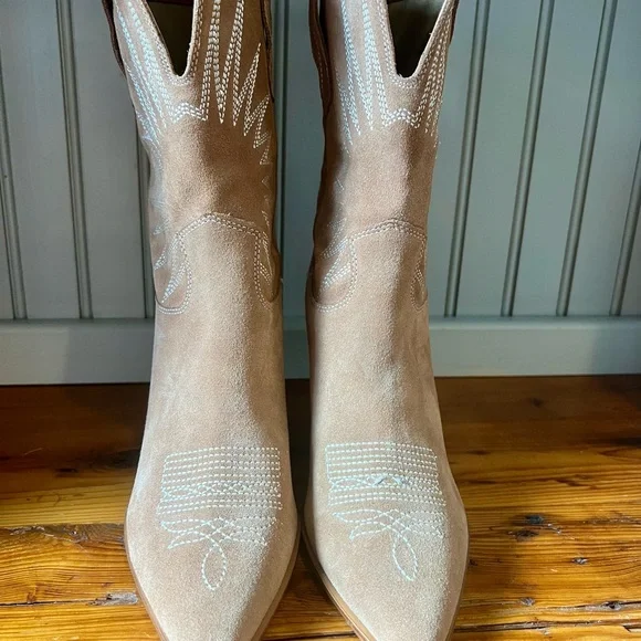 Marc Fisher Starburst Leather Cowboy Boots Cowgirl Boots Western Southwestern - Picture 7 of 10